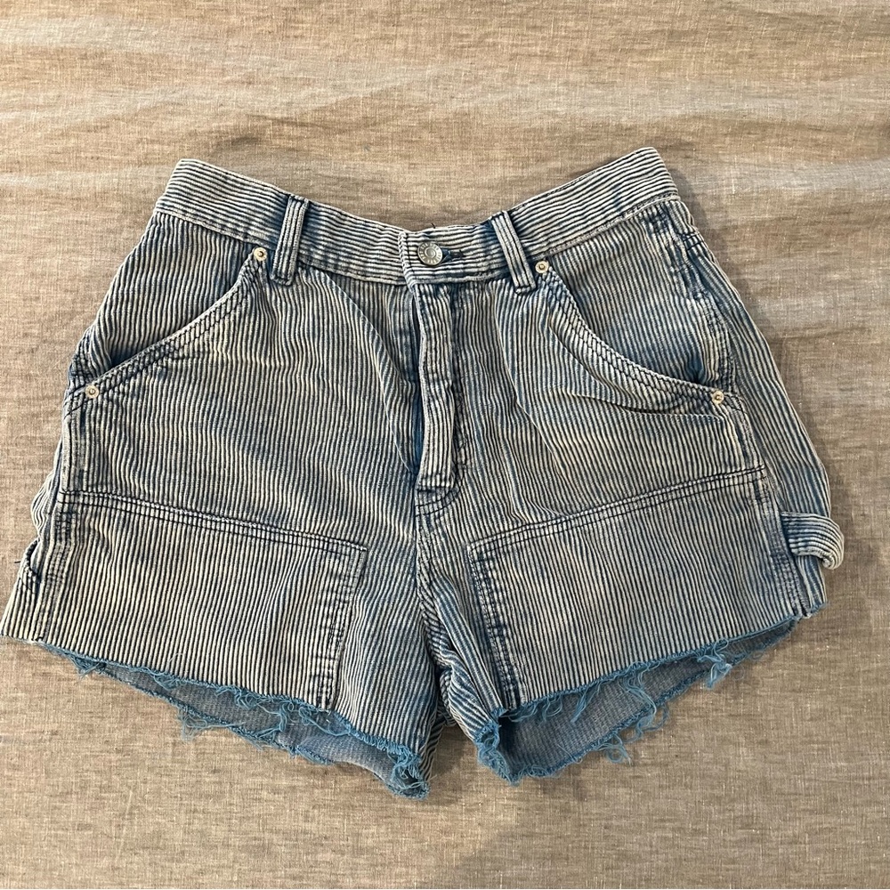 BDG Blue and White Jean Shorts Distressed High-Waisted